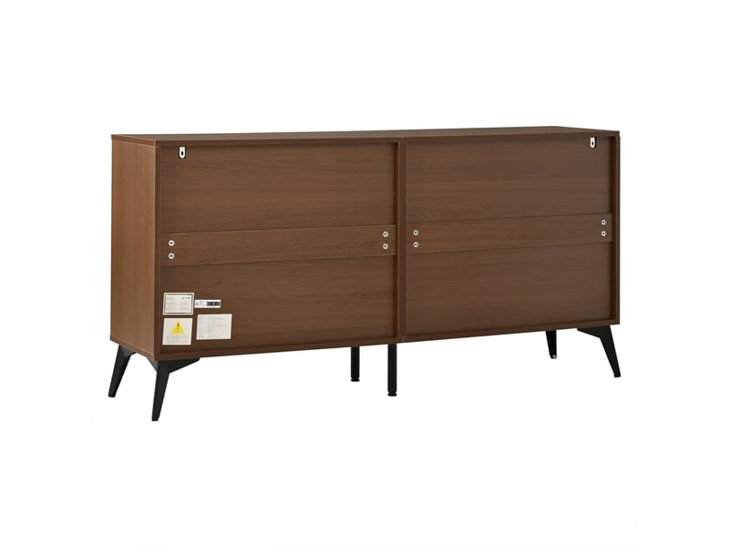  Buffet bas 140x35x70 cm noyer avec 4 portes, étagères réglables Fay Lum - Conforama E