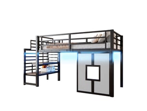 Lit mezzanine 90x200 cm MEUBLIV   coloris noir