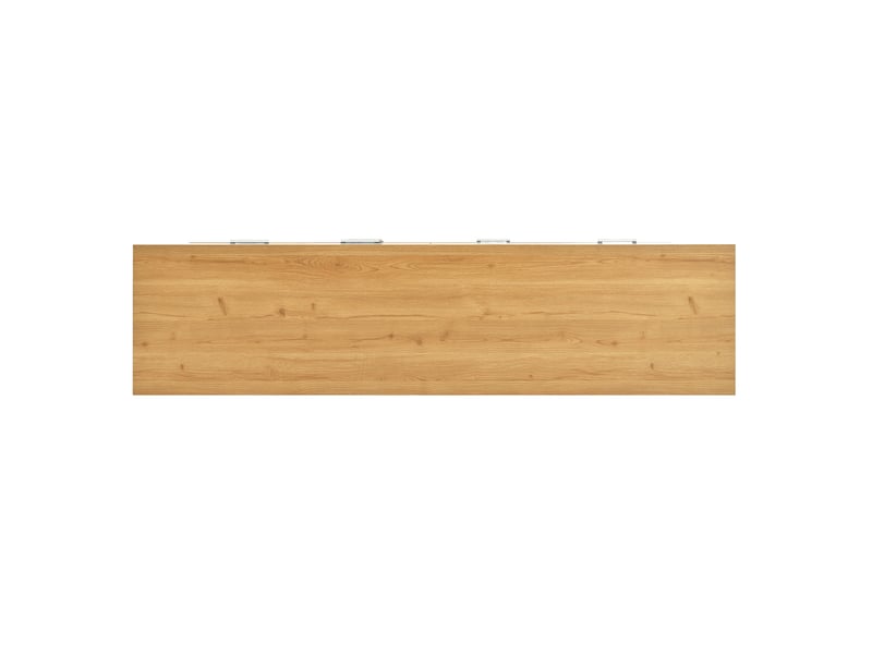  Buffet naturel, 4 tiroirs, 2 portes, rangement, éclairage led, portes vitrées - mdf et bois et verre - 160x40x77cm  - Conforama D