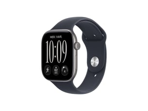 Montre connectee gps 46 mm aluminium space grey ecran oled 1,96 nfc wi-fi bluetooth 5.3 uwb avec bracelet sport bleu marine ml