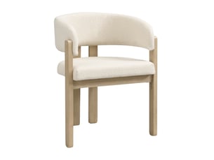 Lot de 4 chaises de salle à manger avec accoudoirs en bois et tissu bouclette naturel