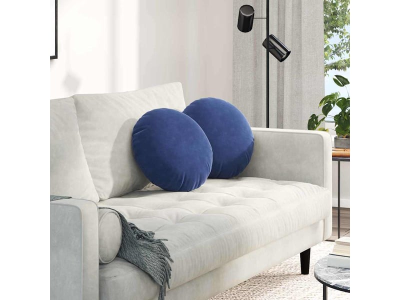  Lot de 2 coussins de siège, coussins décoratifs bleu police ø 40 x 13 cm velours cf59925  - Conforama B