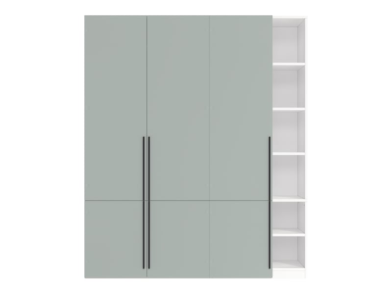 Armoire chambre 160x50x200 cm, avec penderie et étagères, avec 14 compartiments et 1 porte-pantalon, en mdf, gris - Conforama A
