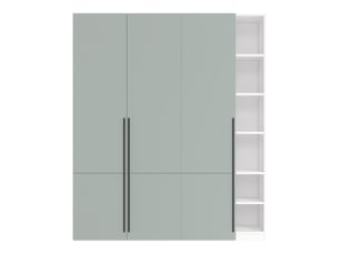 Armoire chambre 160x50x200 cm, avec penderie et étagères, avec 14 compartiments et 1 porte-pantalon, en mdf, gris