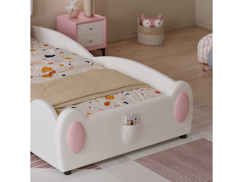  Lit enfant en pu blanc et rose 90 x 200 cm  - Conforama E