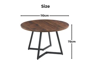 Table de salle à manger ronde,110x110x75 cm,mdf et métal,coloris noyer
