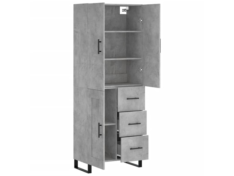  Buffet haut - bahut - meuble de rangement gris béton 69,5x34x180 cm bois d'ingénierie  - Conforama D