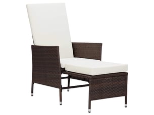 Chaise inclinable de jardin avec coussins résine tressée marron shl412