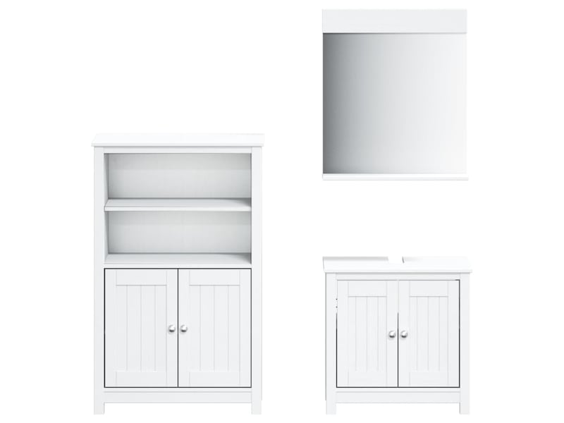 Ensembles de salle de bain, meubles de salle de bain 3 pcs berg blanc bois de pin massif cf64774 - Conforama A