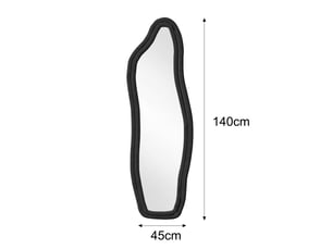 Miroir sur pied - 140 x 45 cm - noir - miroir asymétrique design dauphin, cadre en veloursflanelle, style artistique et romantique