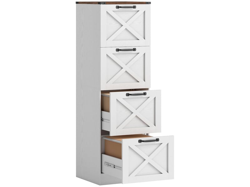  Caisson de bureau 4 tiroirs pour dossiers suspendus blanc 40 x 40 x 131 cm  - Conforama A