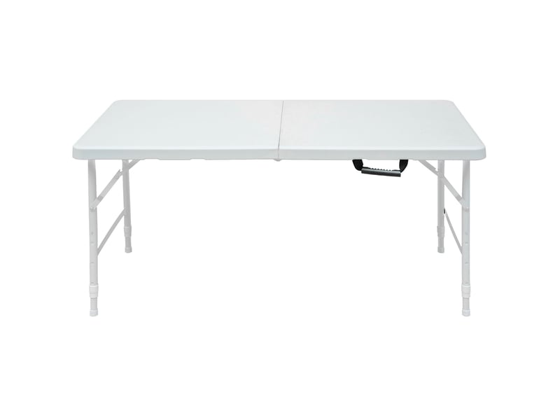 Table d'extérieur pliable 124,97 x 60,96 cm – blanche – hauteur réglable de 58 à 73,66 cm, portable  - Conforama A