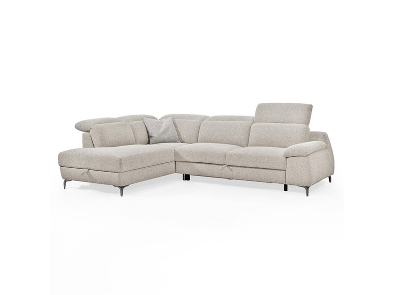 Canapé d'angle gauche convertible l. 278 cm tissu chiné beige - tulio - Conforama A