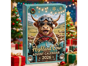 Calendrier de l’avent vache highland, 24 figurines miniatures à découvrir, décoration de noël