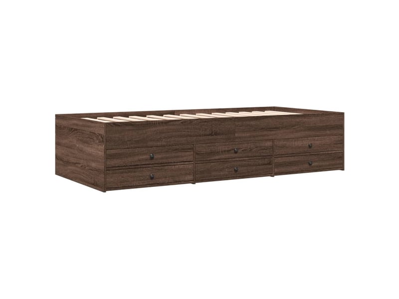  Lit adulte, lit simple, lit de jour avec tiroirs sans matelas chêne marron 90x200cm cf18811  - Conforama C