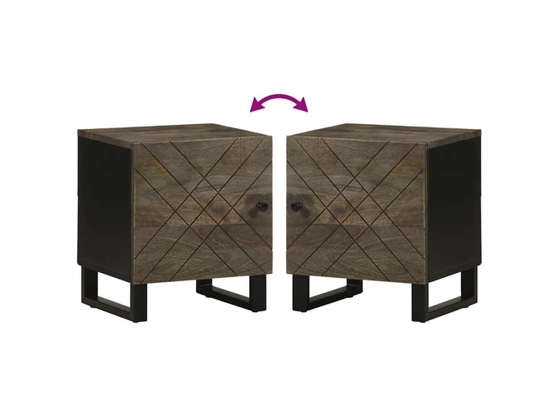  Table de chevet - cabinet de chevet - table de nuit noir 40x33x46 cm bois de manguier solide  - Conforama E