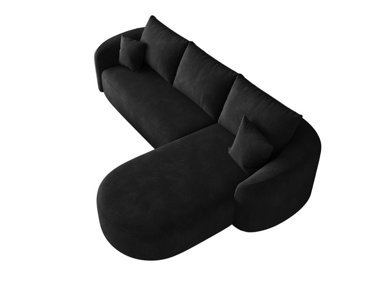 Canapé d’angle en l 4 places 266x168 cm en chenille noir sans montage  - Conforama A