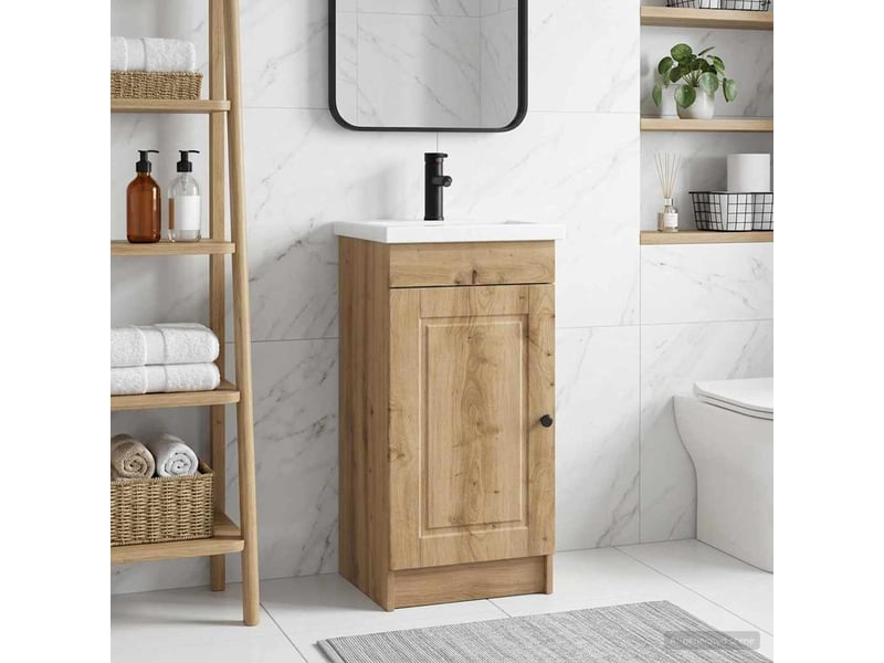  Meuble de salle de bain avec évier chêne artisanal shl1279  - Conforama B
