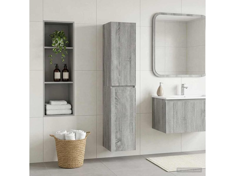 Cabinet salle de bain mural, meuble de rangement sonoma gris 33x34.5x160 cm shl7058 - Conforama B