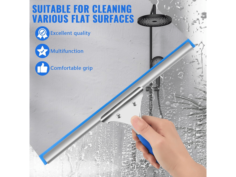  Essuie-vitres professionnel en acier inoxydable, lame de 30 cm, nettoyage sans traces pour vitres et salle de bain  - Conforama C