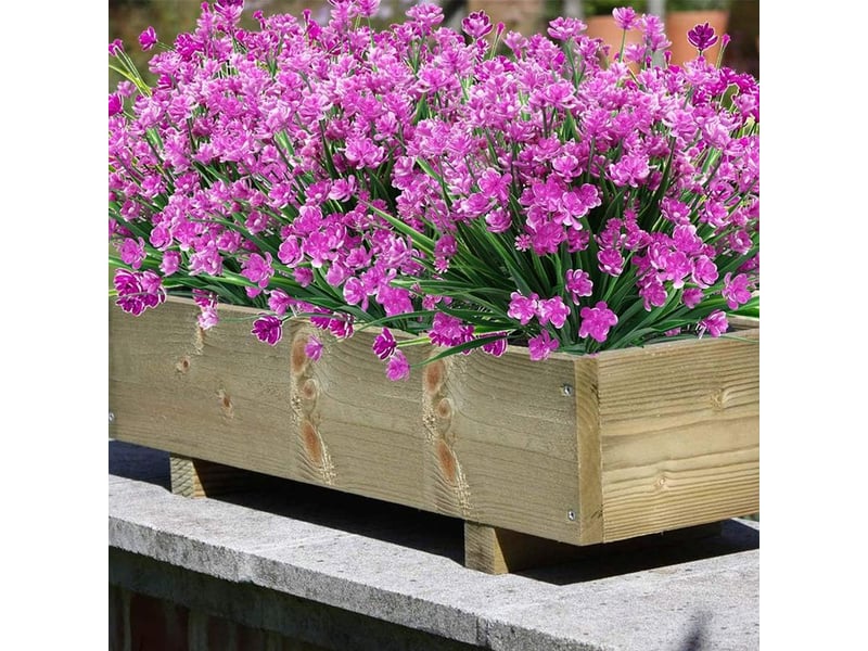  8pcs plantes artificielles et fleurs pour les extérieurs, résistantes aux rayons uv  - Conforama B