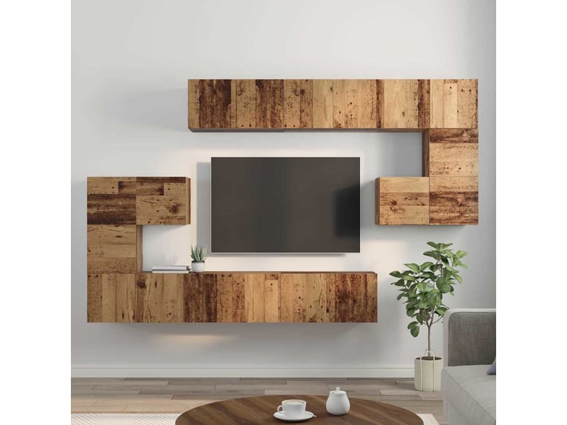 Ensemble meuble tv - banc tv - meuble de rangement 10 pcs bois ancien bois d'ingénierie - Conforama D