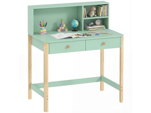 Bureau enfant, table de bureau avec 3 compartiments ouverts et 2 tiroirs, 90 x 52 x 105 cm, vert