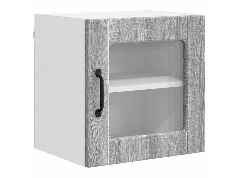  Meuble de rangement, armoire en verre mural porto 2 pc gris sonoma bois d'ingénierie  - Conforama E