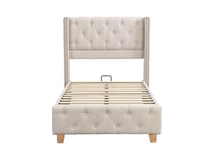 Lit simple 90x200 cm BEAOK   coloris beige