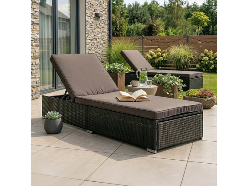  Fauteuil de jardin en rotin et tissu marron  - Conforama B
