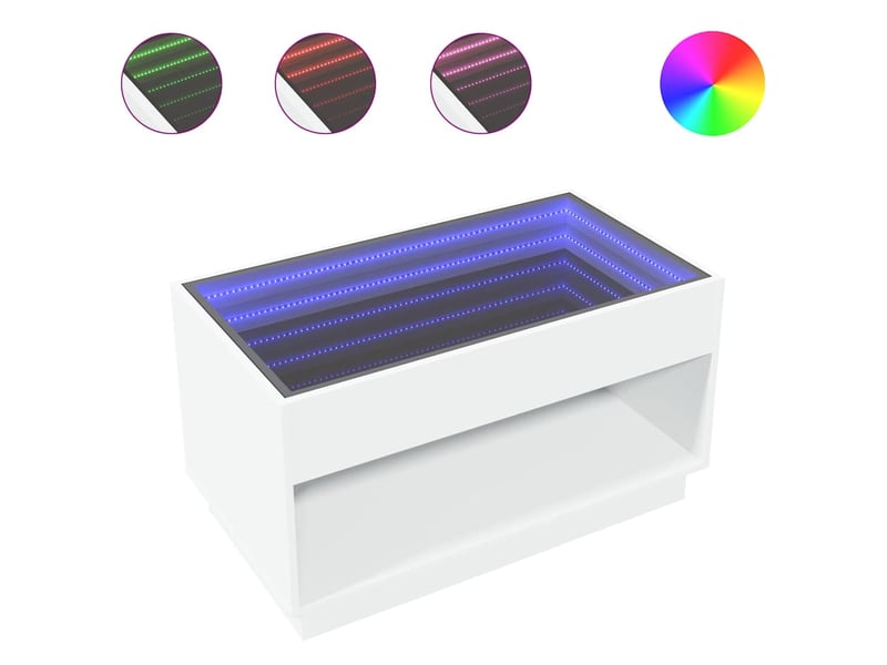 Table basse - table de salon - table à thé avec led infini blanc 90x50x50 cm - Conforama A