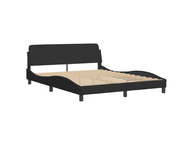  Lit double- lit adulte -  cadre de lit avec led sans matelas noir 160x200 cm velours  - Conforama B