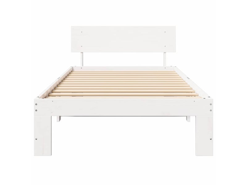  Lit simple- lit adulte -  cadre de lit avec tête de lit blanc 100 x 200 cm pin massif  - Conforama D