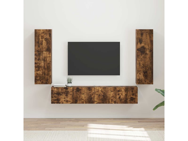  Ensemble meuble tv - banc tv - meuble de rangement 4 pcs chêne fumé bois d'ingénierie  - Conforama B