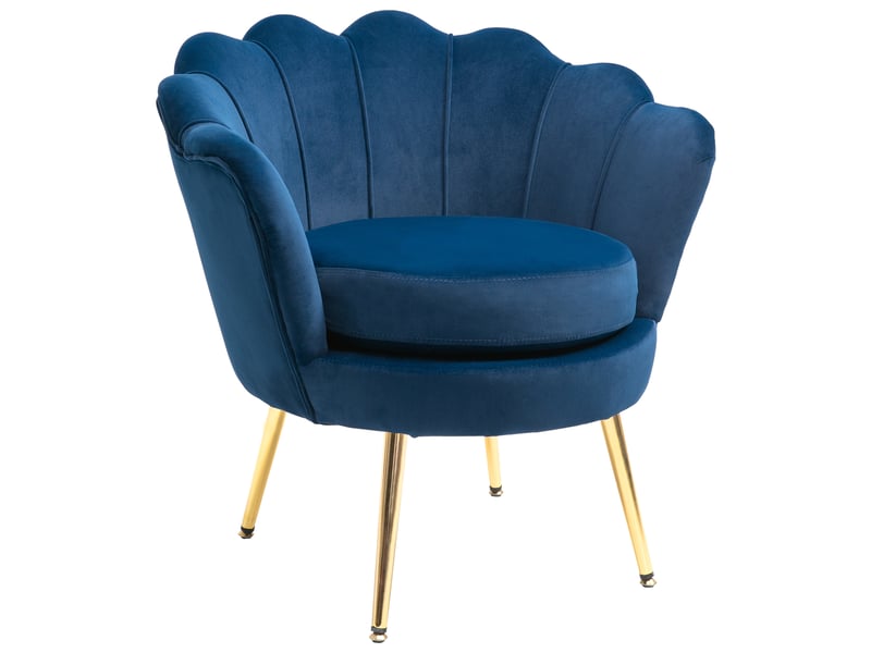  Fauteuil de salon, siège de salon, velours (100% polyester), 76x67x74cm, bleu  - Conforama B