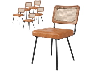 Lot de 6 chaises de salle à manger 61x46x79 cm rétro métal polyuréthane (pu) marron