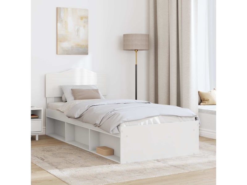 Lit simple- lit adulte - cadre de lit blanc 100 x 200 cm bois de pin massif - Conforama B
