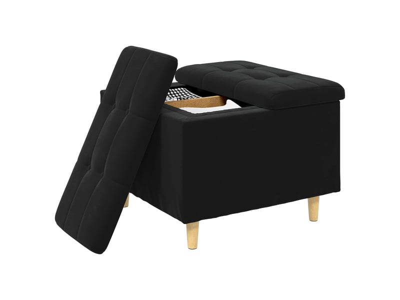 Ottoman, repose pied salon avec rangement noir 60x60x45 cm velours  - Conforama C
