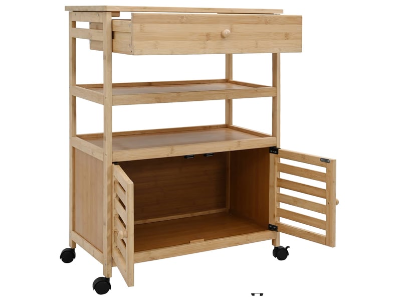  Desserte de cuisine, chariot de rangement avec roues naturel 59,5x36x82 cm bambou  - Conforama D