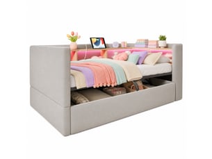 Lit coffre 90x190 cm ULQENI coloris gris