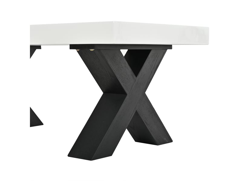  Table basse rectangulaire 100 x 50 x 40 cm avec plateau blanc brillant, pieds en x noirs, mdf  - Conforama E