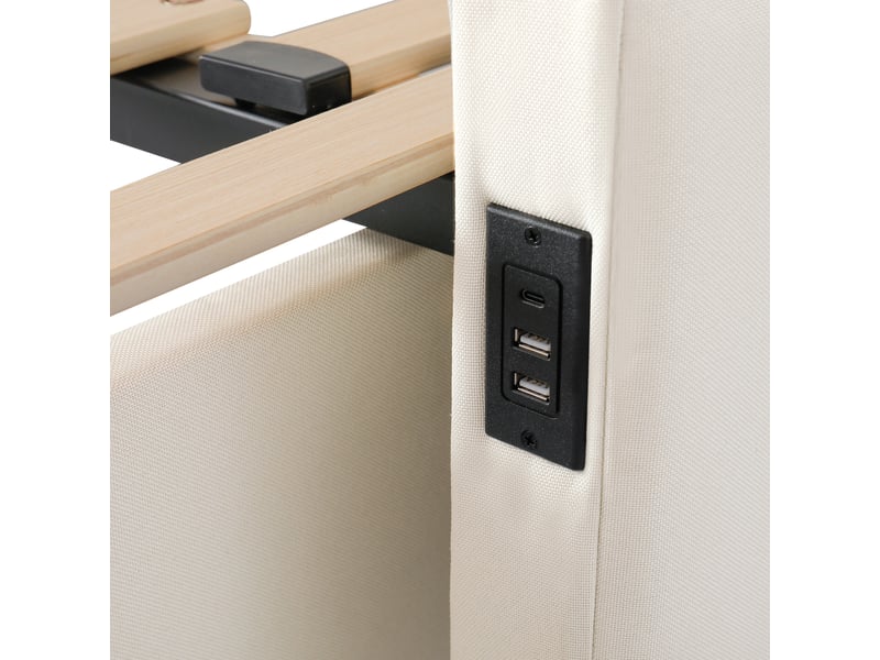  Lit banquette extensible 90 × 190 à 180 × 190 cm, 2 tiroirs, tissu effet lin beige IKSETERA TRADING LTD - Conforama R