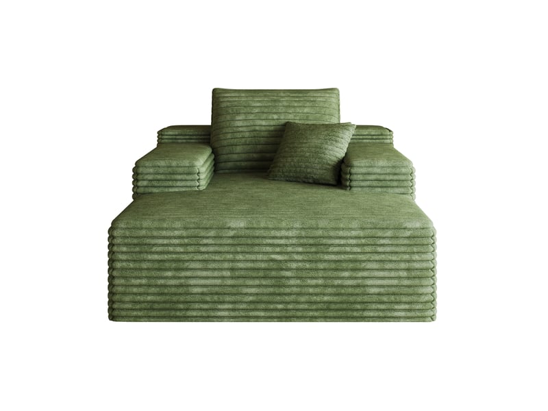  Canapé méridienne modenvie 1 place modulaire en velours côtelé vert, assise profonde, mousse haute élasticité, sans montage, 115 x 159 x 60 cm  - Conforama A