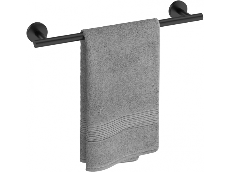  Barre porte-serviettes, porte-serviettes en acier inoxydable, convient pour la salle de bain ou la cuisine(50 cm, noir)  - Conforama A
