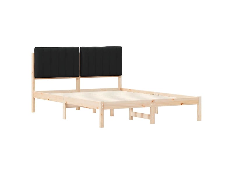 Lit double- lit adulte - cadre de lit avec tête de lit rembourrée noir 135 x 190 cm - Conforama C