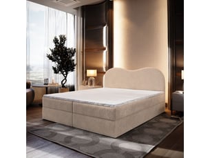 Lit avec rangement 180x200 cm <strong>MASSENO</strong> <strong></strong> coloris beige