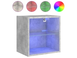 Table de chevet - cabinet de chevet - table de nuit murale avec lumières led gris béton