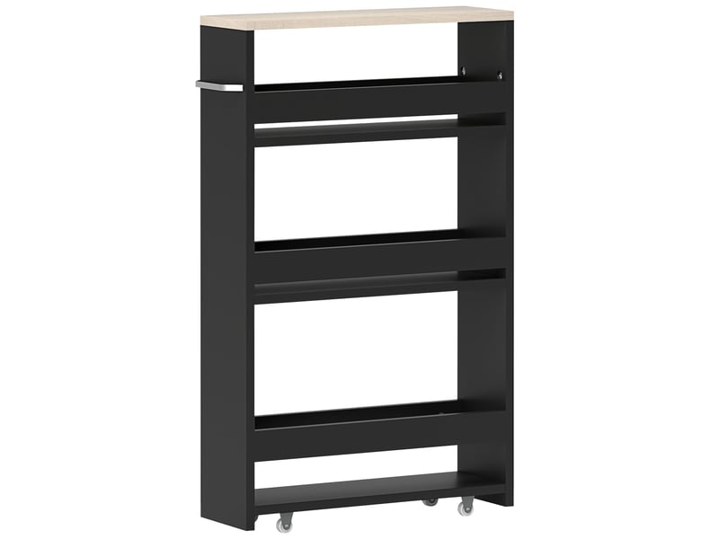  Chariot de rangement à 3 niveaux chariot de stockage étagère sur roulettes avec poignée - 48 x 15 x 80 cm noir  - Conforama B