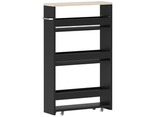 Chariot de rangement à 3 niveaux chariot de stockage étagère sur roulettes avec poignée - 48 x 15 x 80 cm noir