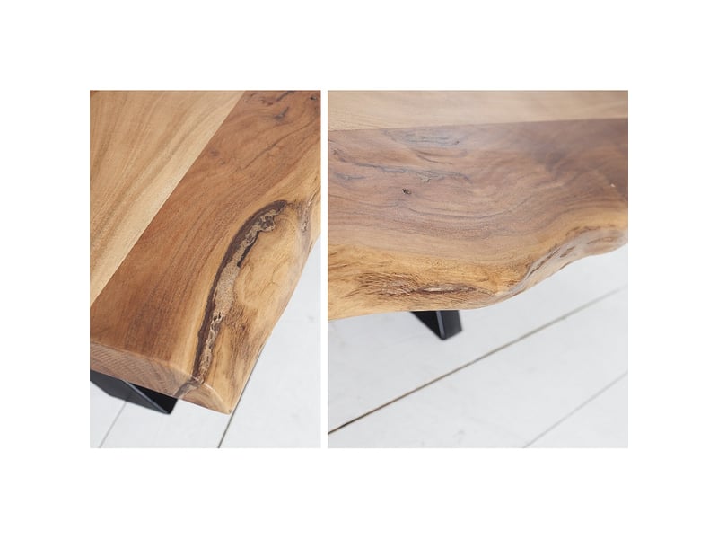  Table basse orkan 105 cm en bois d'acacia massif et métal noir  - Conforama E